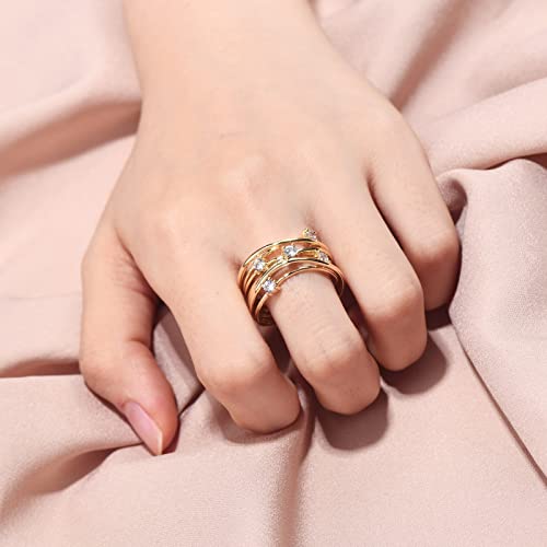 14k Gold Ring Cubic Zirconia ring - AllenCOCO Trendy Coil Ring for Women