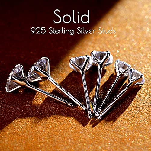 Sterling Silver Cubic Zirconia Stud Earrings - AllenCOCO Gold Plated Earrings for Women, 925 Sterling Silver Post Hypoallergenic