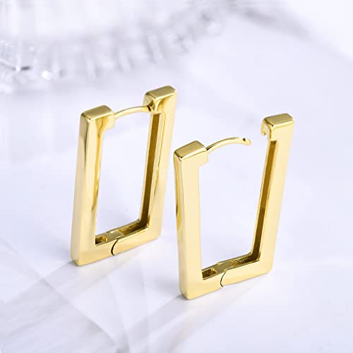 Square Gold Hoop Earrings For Women - Allencoco Hypoallergenic Earrings, Nickel Free, Chunky 14k Gold Plated Huggie Earrings