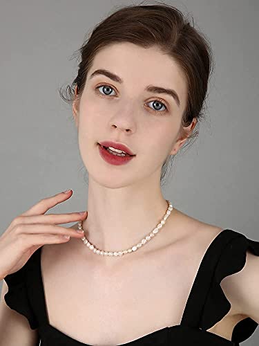 AllenCOCO Baroque Pearl Choker Necklace Strands Short Tiny Adjustable Chain Handmade Vintage Jewelry for Women