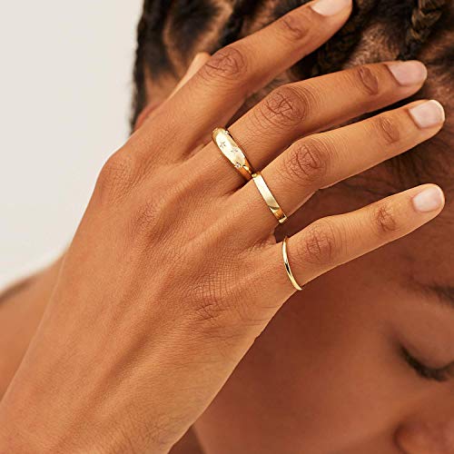 Chunky Gold Rings For Women Trendy - AllenCOCO Cubic Zirconia 14k Gold Plated Rings Stackable Set, Dome Star Rings
