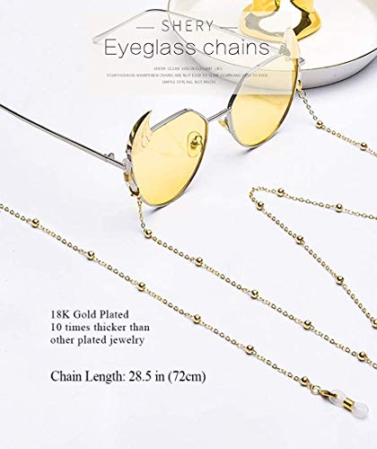 AllenCOCO 18K Gold Plated Eyeglass Chain Sunglasses Eyewear Strap Holder Reading Glasses Retainer for Women
