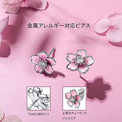 925 Sterling Silver Stud Earrings,Cute Flower Ear Studs for Women,White/Black/Rose Gold Plated, Hypoallergenic Jewelry Gift
